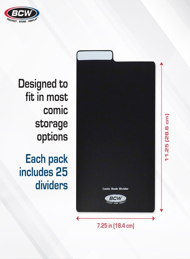 BCW Comic Dividers - 25 Pack | Archival Polyethylene Plastic Dividers | Organize Comics Efficiently in Storage Boxes | Write-On Index Tab (Black) - Image 3